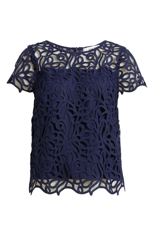 Milly Curled Lace Top In Blue
