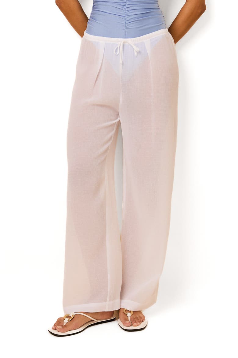 Ashling Pleated Sheer Cover-Up Pants, Main, color, OPTIC WHITE
