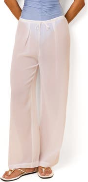 Solid & Striped Ashling Pleated Sheer Cover-Up Pants