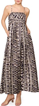 MELLODAY Mixed Print Satin Maxi Dress