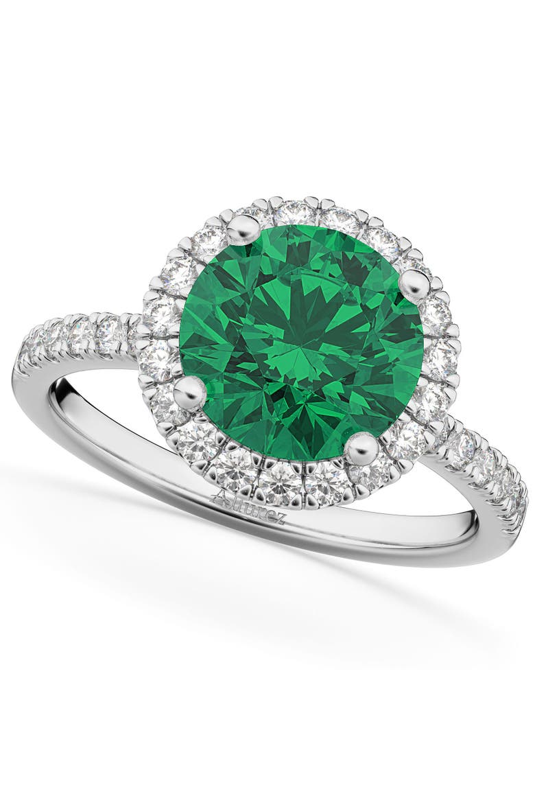 Halo Emerald & Diamond Engagement Ring 14K, Main, color, 2.80ct/White Gold