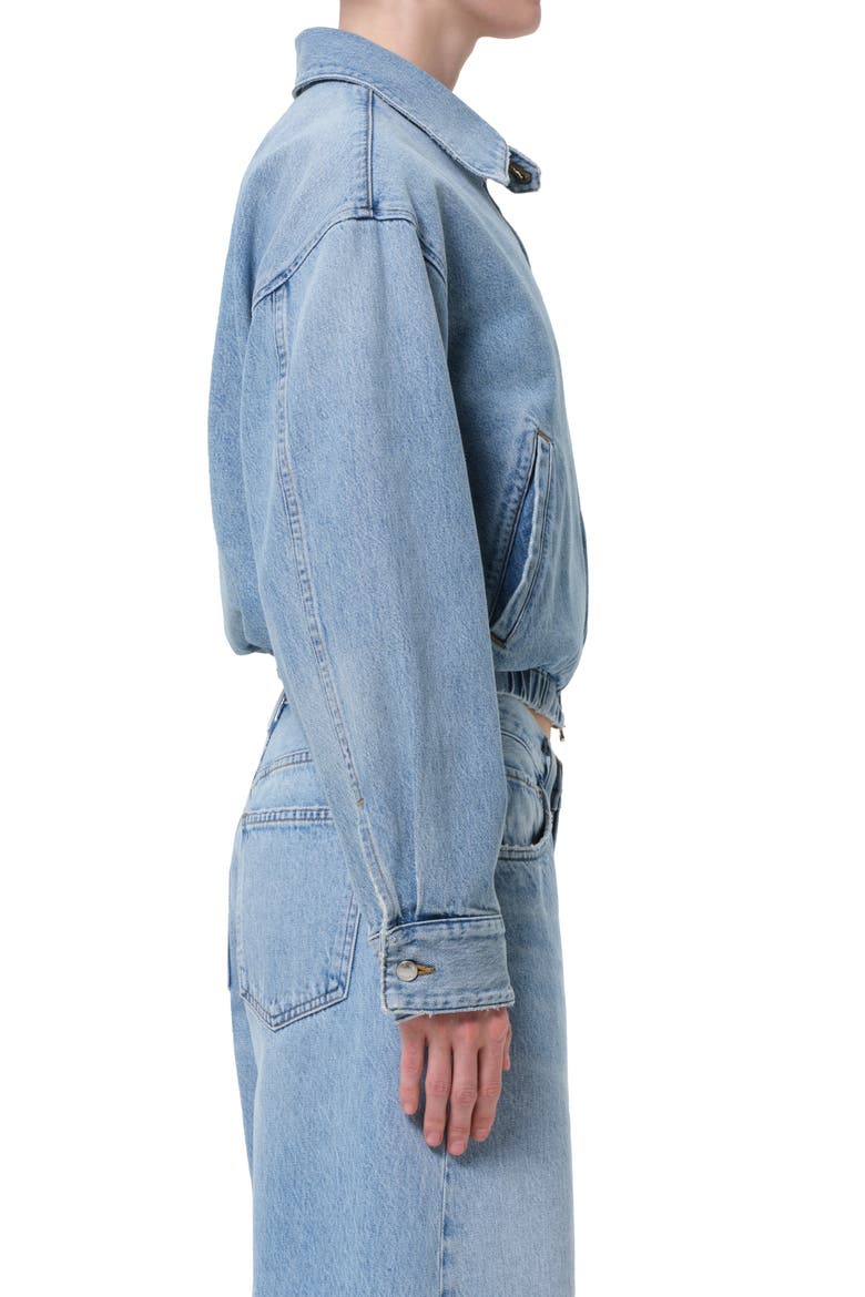 Nile Crop Zip Denim Jacket, Alternate, color, SPACE