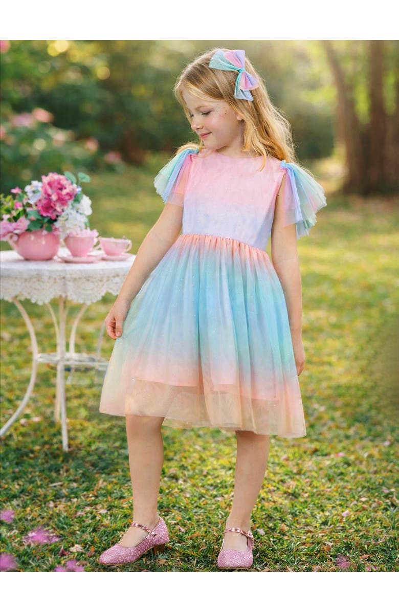 Mia Belle Girls Cotton Candy Dreams Flutter Sleeve Party Dress, Alternate, color, Pink