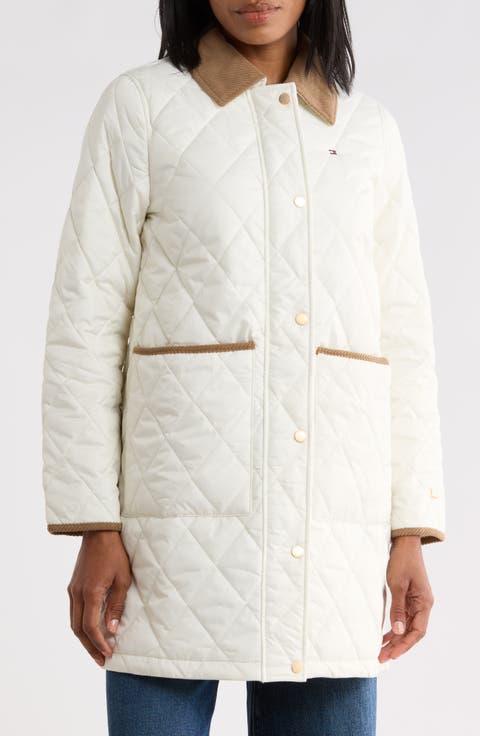 Diamond Quilted Three Quarter Coat