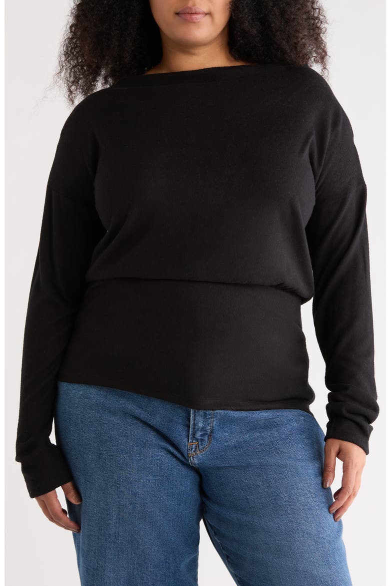Banded Hem Top, Main, color, BLACK