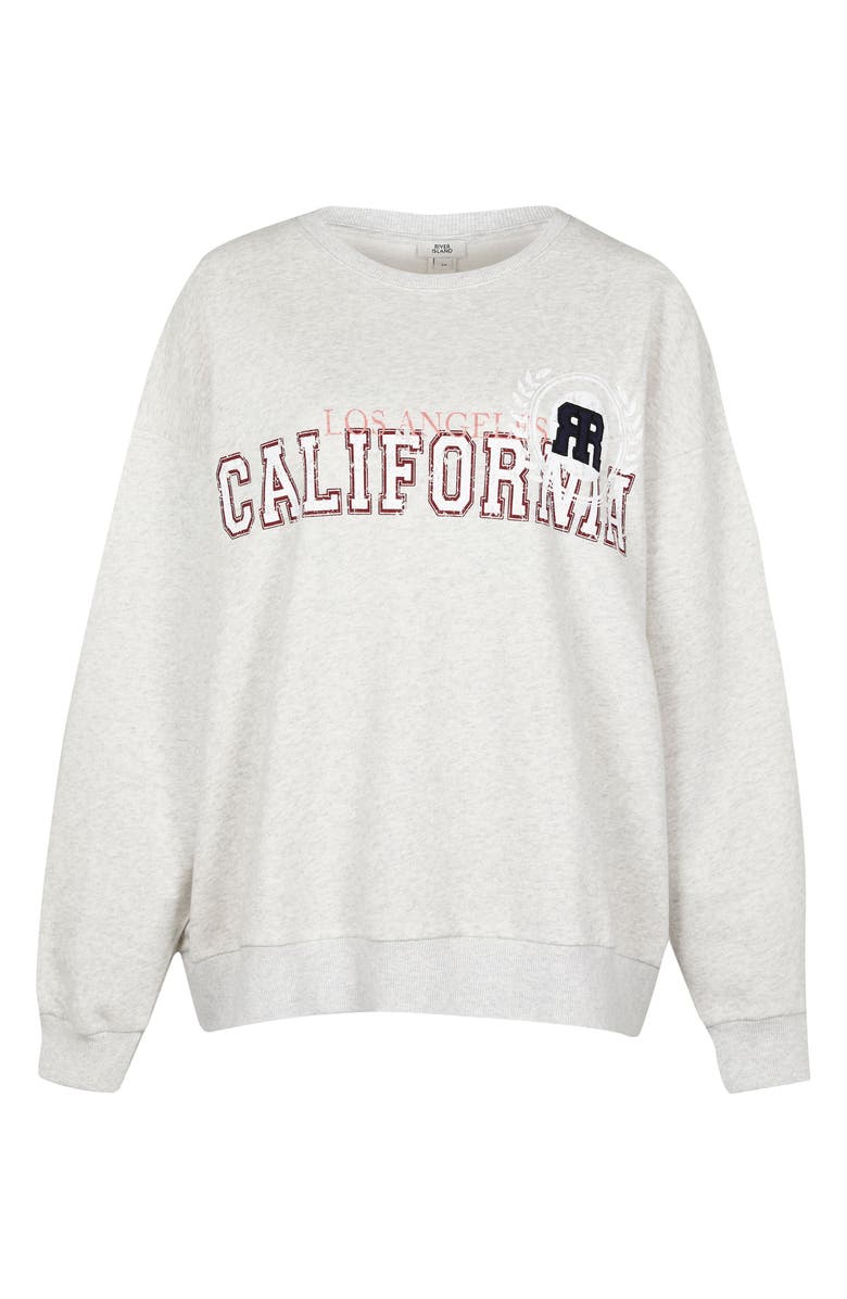 River Island California Graphic Sweatshirt, Alternate, color, Grey
