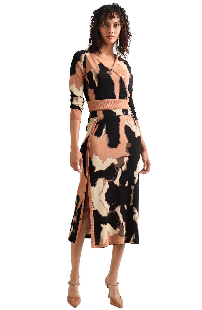 Misook Button Detail Jacquard Sweater, Alternate, color, 