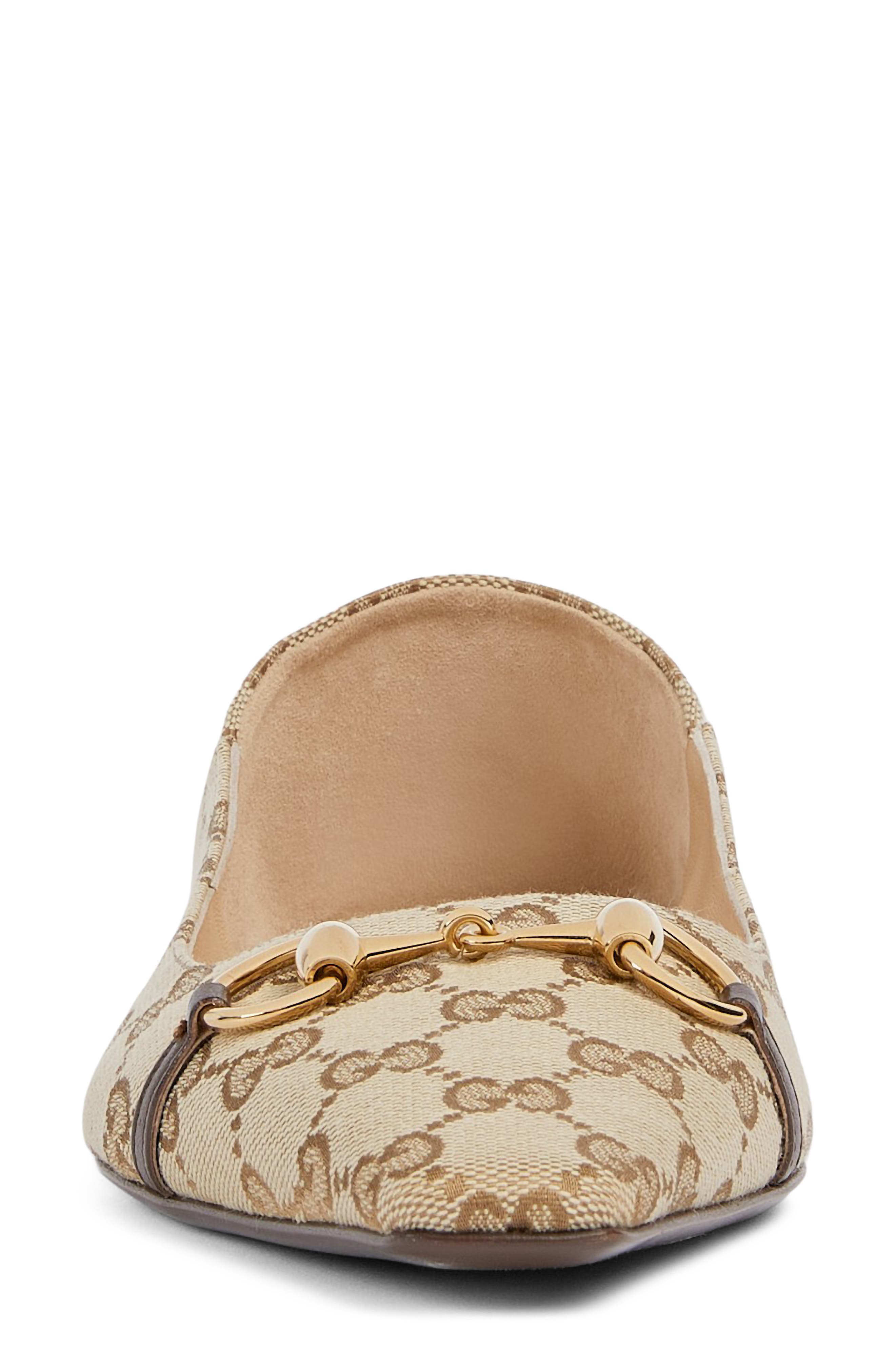 Gucci Vittoria Horsebit GG Canvas Convertible Flat, Alternate, color, Vintage Sand/ Dark Brown