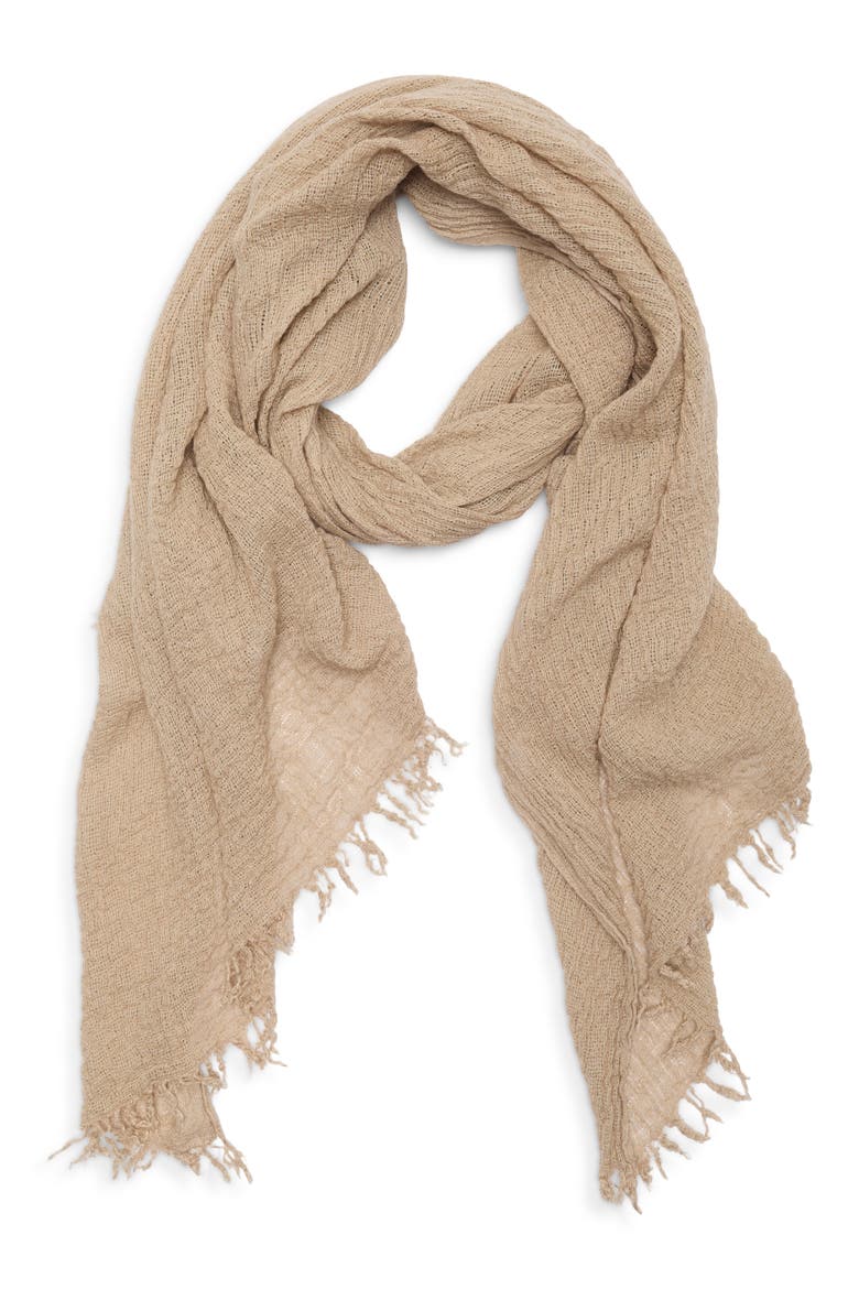 Cozy Crinkle Gauze Scarf, Alternate, color, WHEAT