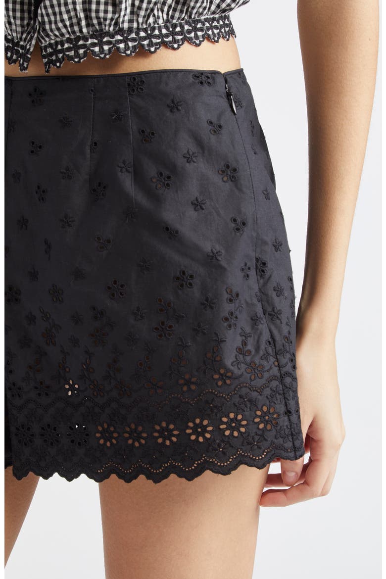Arbre Organic Cotton Eyelet Shorts, Alternate, color, BLACK