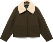 MANGO Jacket with Removable Faux Shearling Collar