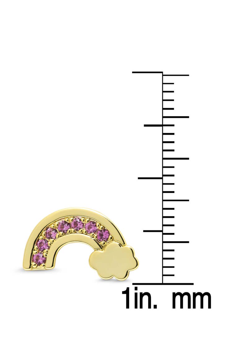 Kids' Pavé Cubic Zirconia Rainbow Stud Earrings, Alternate, color, PINK