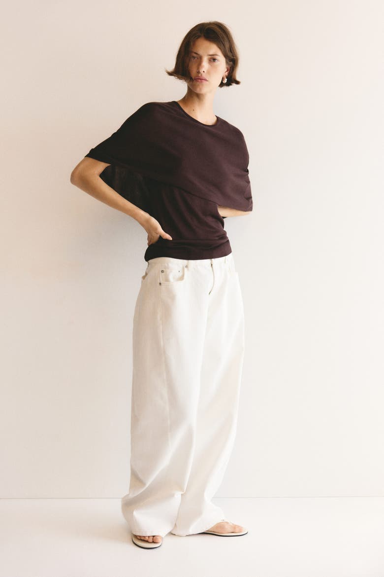 Fine-knit Cape Top, Alternate, color, Burgundy