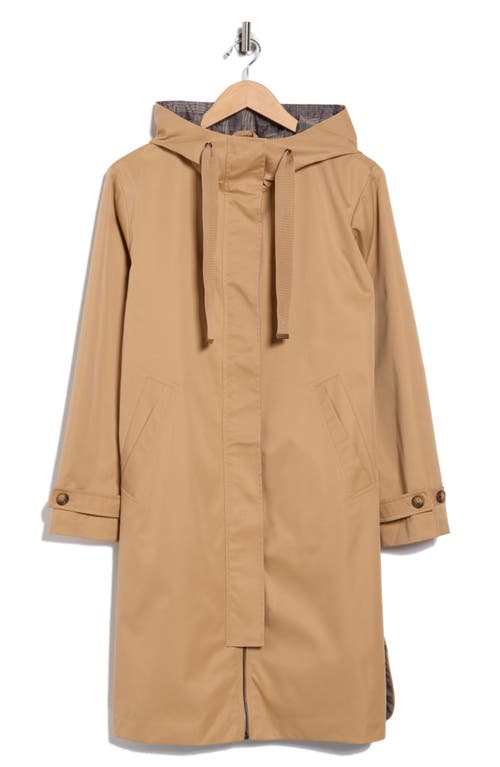 Bernardo Hooded Midlength Raincoat In Brown
