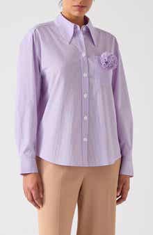 LK Bennett Pip Stripe Corsage Button-Up Shirt
