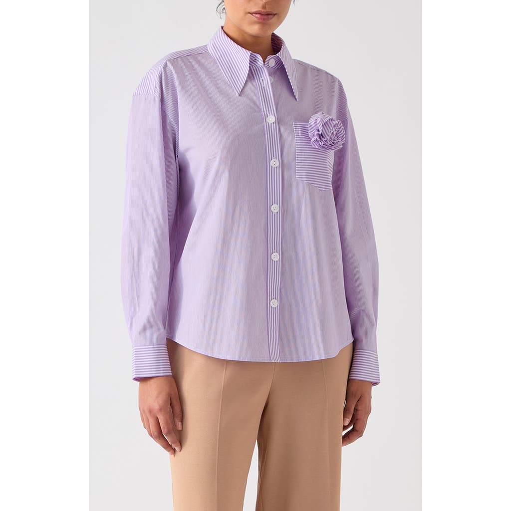 Lk Bennett Pip Stripe Corsage Button-up Shirt In Purple