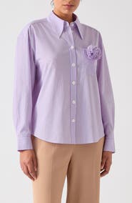 LK Bennett Pip Stripe Corsage Button-Up Shirt