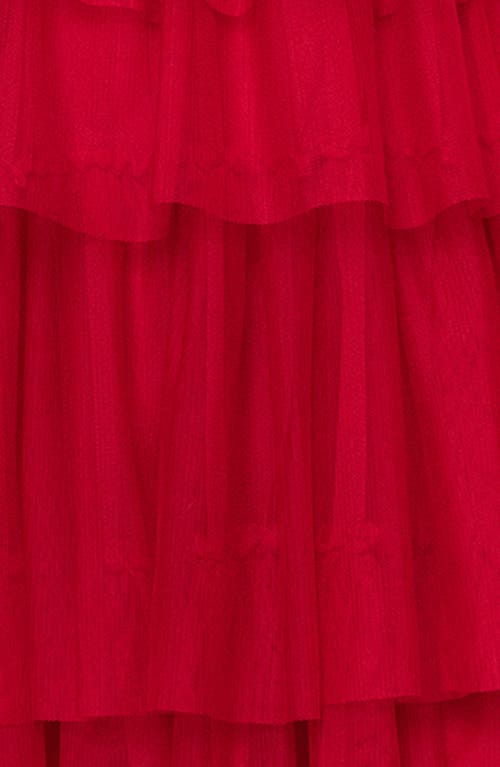Blondie Nites Corset Mesh Ruffle Minidress In Red