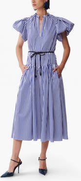 De Loreta Gabo Puff Sleeve Cotton Midi Dress