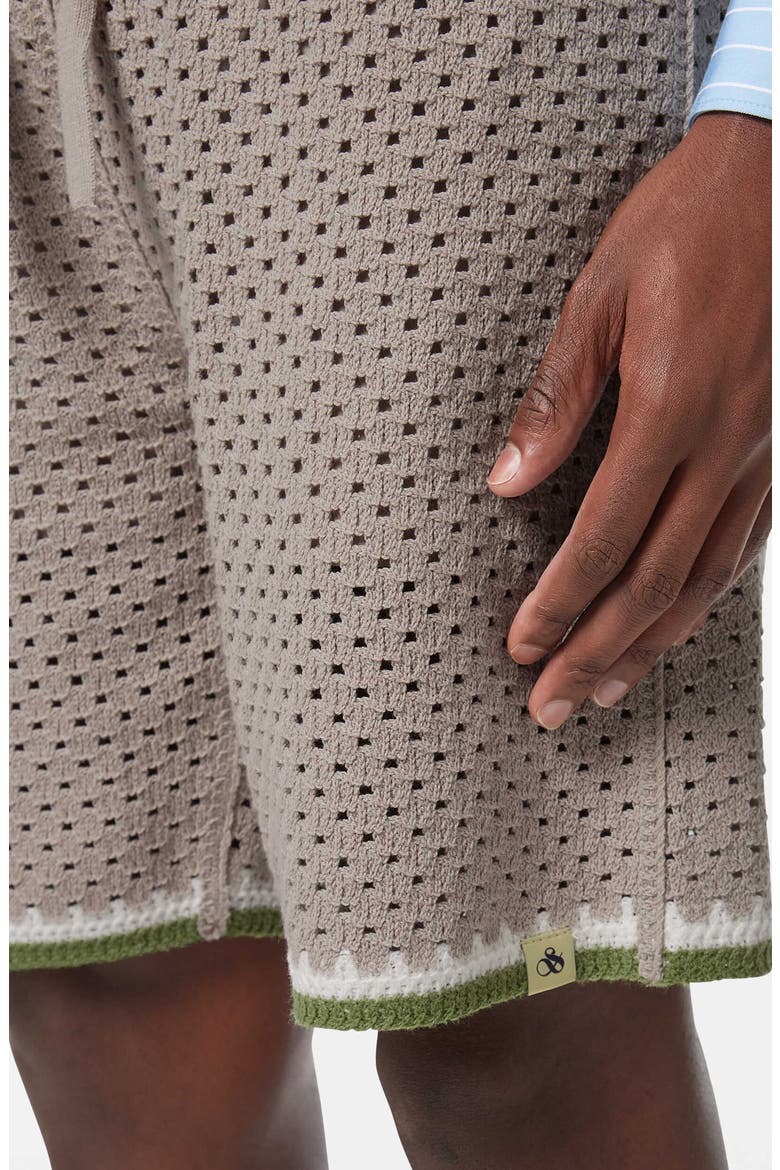 Tie Waist Crochet Shorts, Alternate, color, HIGHWAY GREY