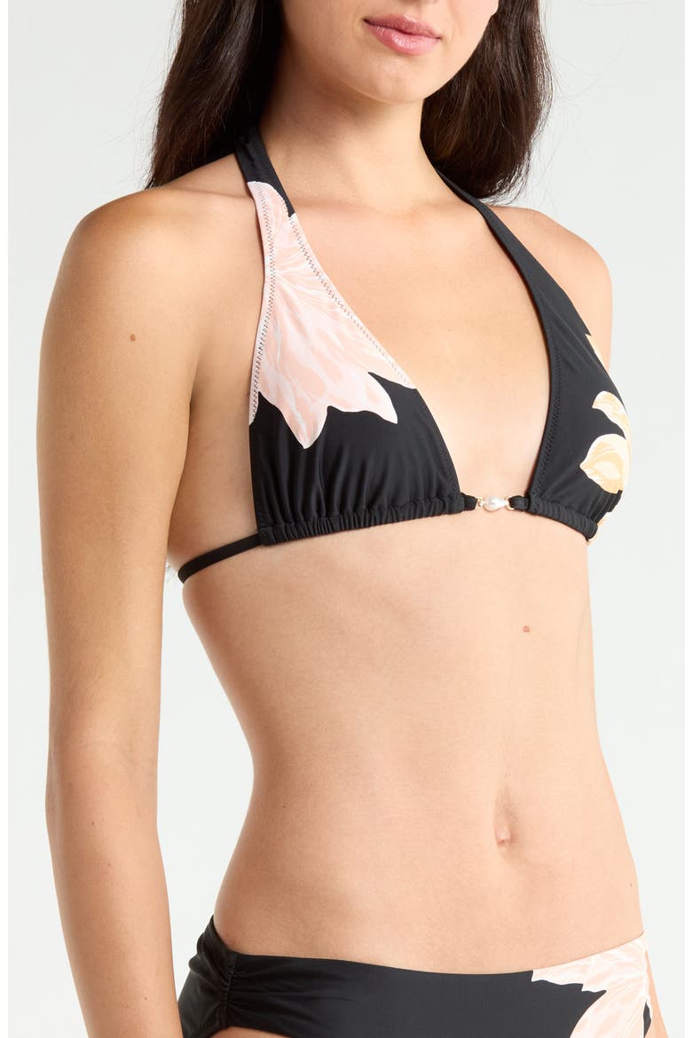 Halter Triangle Bikini Top, Alternate, color, BLACK