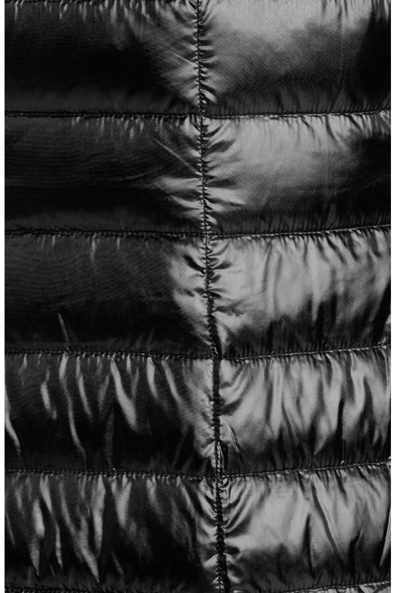 Long Fitted Down Puffer Vest with Removable Hood, Alternate, color, BLACK