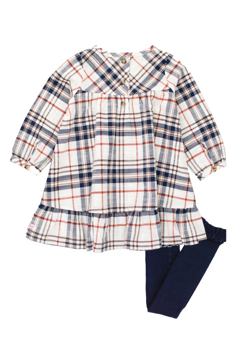 RuffleButts Harvest Plaid Twirl Dress & Leggings Set, Alternate, color, 