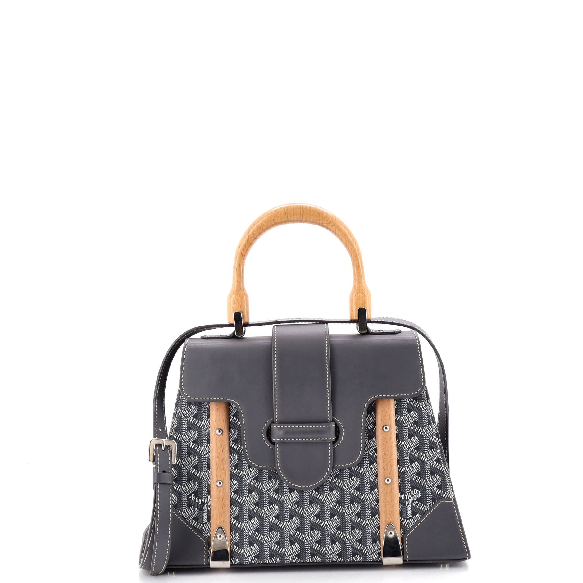 Saigon Top Handle Bag Coated Canvas with Leather PM, Main, color, Grey