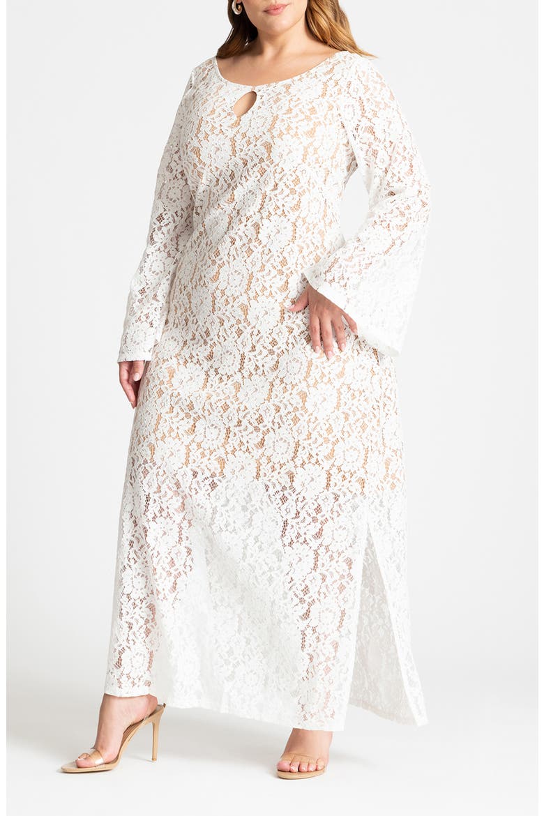 Lace Long Sleeve Maxi Dress, Main, color, BRIGHT WHITE
