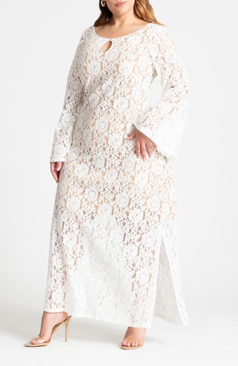 Lace Long Sleeve Maxi Dress (Plus)