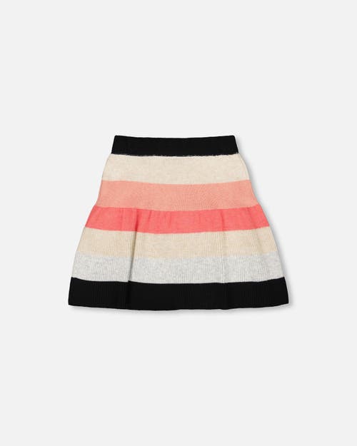 Deux Par Deux Striped Knit Skirt In Multi