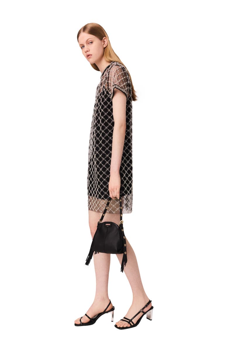 maje Mini embroidered tulle dress, Alternate, color, 