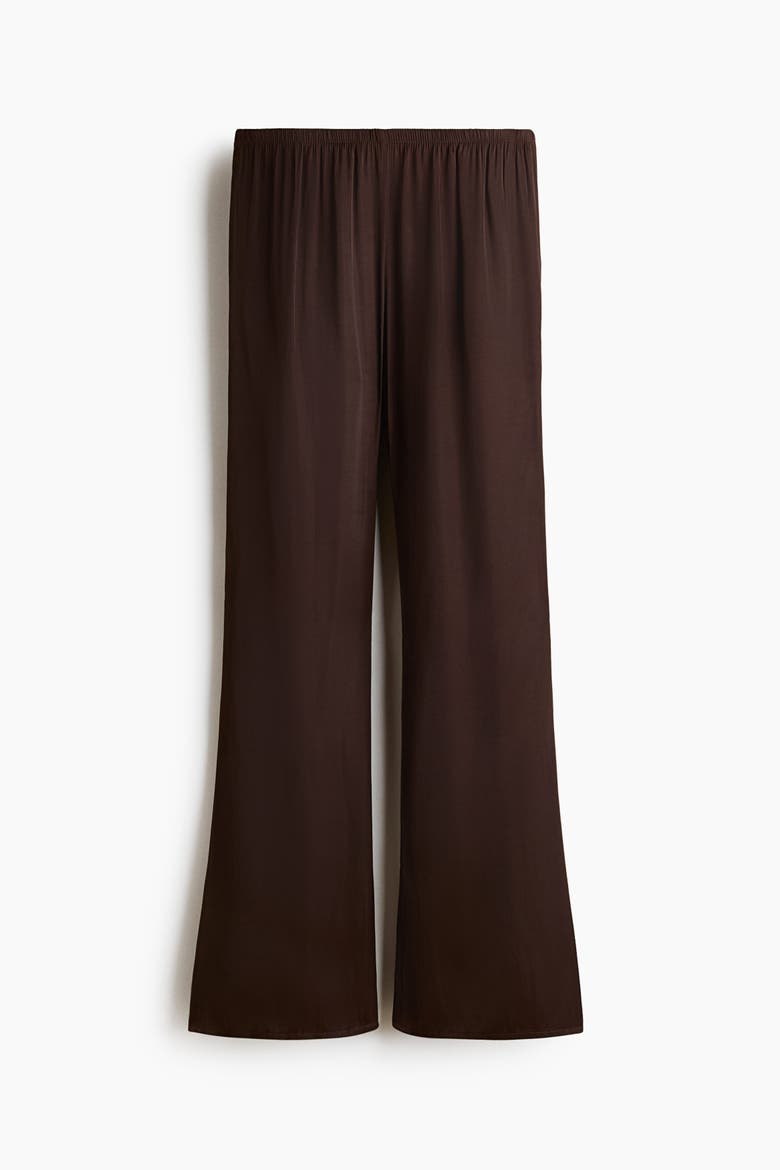 Flared Satin Trousers, Alternate, color, Dark brown