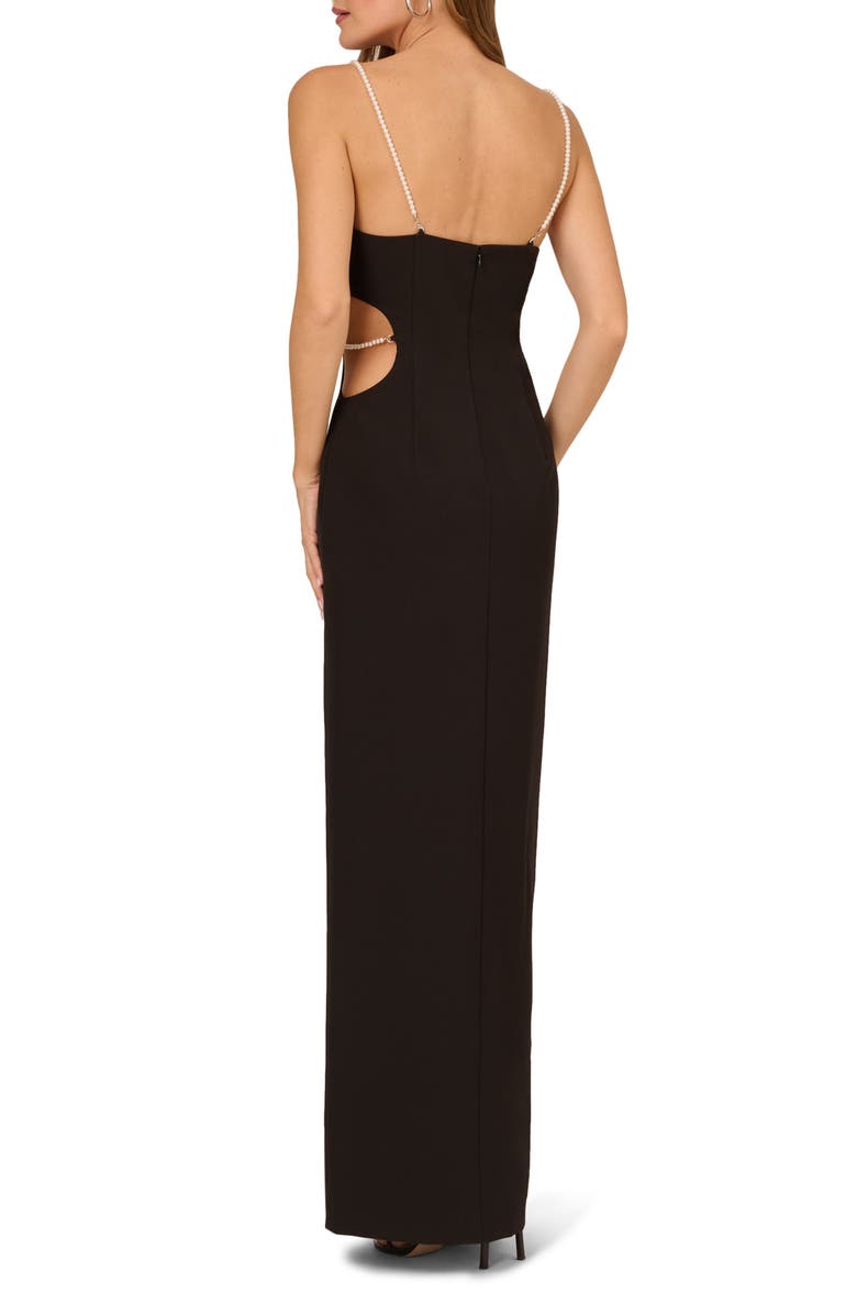 LIV FOSTER Imitation Pearl Strap Stretch Twill Column Gown, Alternate, color, 