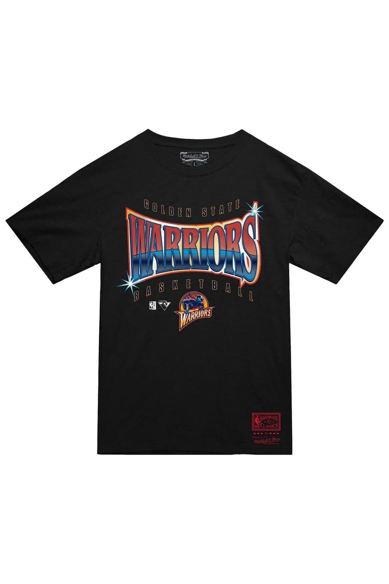 Men's Mitchell & Ness  Black Golden State Warriors Worldwide Collection Glow Up T-Shirt, Alternate, color, Black