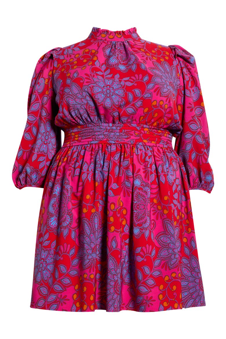 Darret Esmae Floral Pleated Dress, Alternate, color, FUCHSIA-MULTI