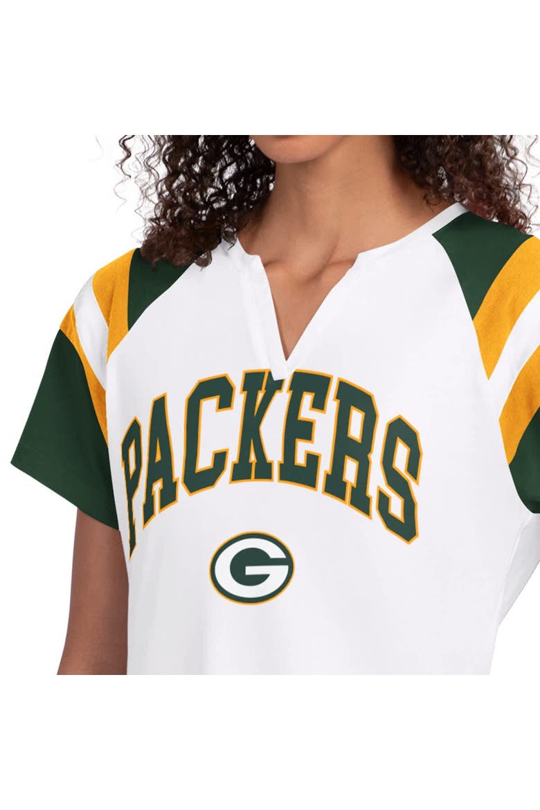 Women's Starter  White Green Bay Packers Game On Notch Neck T-Shirt, Alternate, color, White