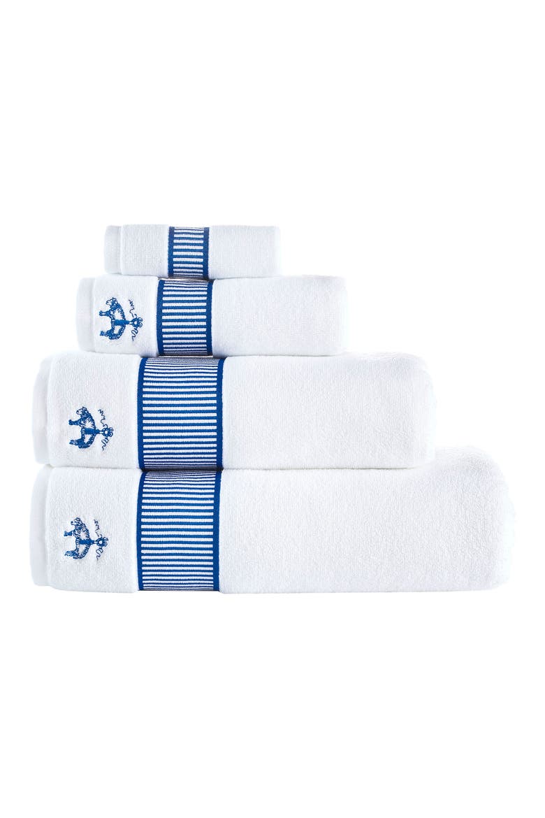 Fancy Border 4-Pack Turkish Cotton Washcloths, Alternate, color, ROYAL BLUE