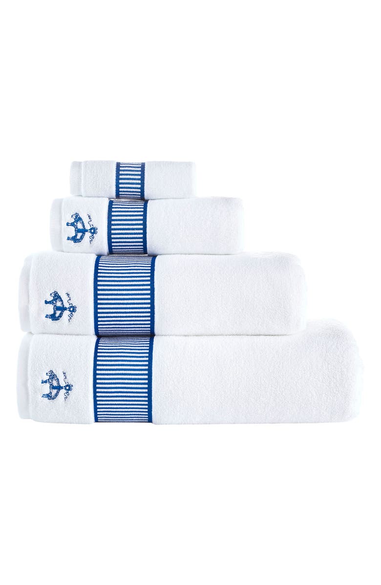 Brooks Brothers Fancy Border Turkish Cotton Bath Sheet, Alternate, color, Royal Blue