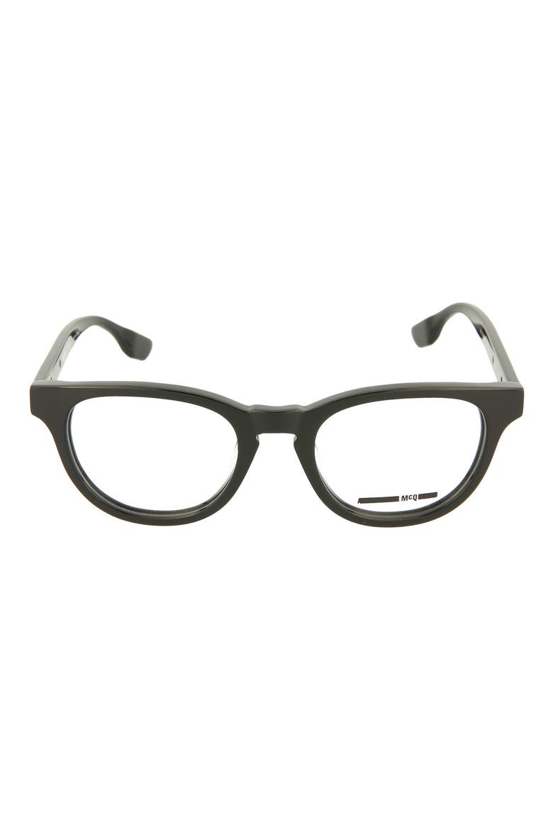 BY ALEXANDER MCQUEEN 49mm Oval Optical Frames, Main, color, BLACK BLACK TRANSPARENT/ TRN