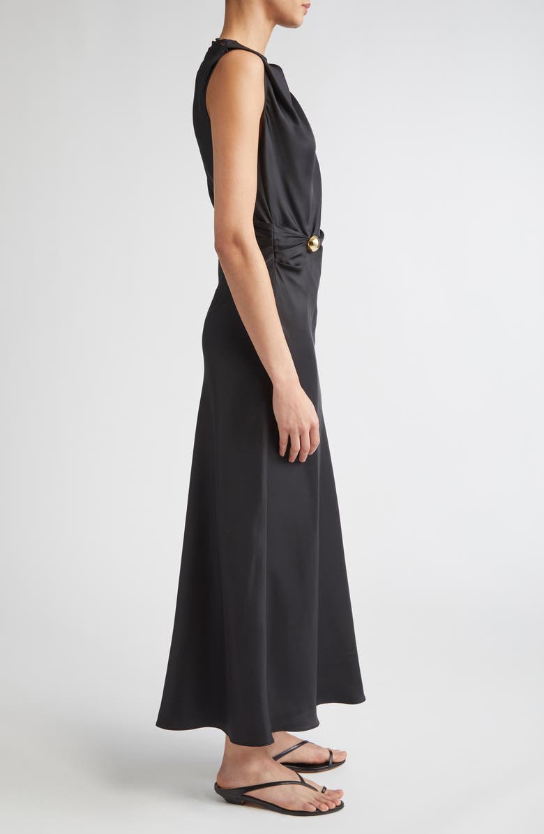 LOULOU DE SAISON Roan Draped Sleeveless Silk Dress, Alternate, color, Black