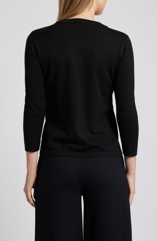 Anne Klein Bow Embellished Crewneck Sweater In Black