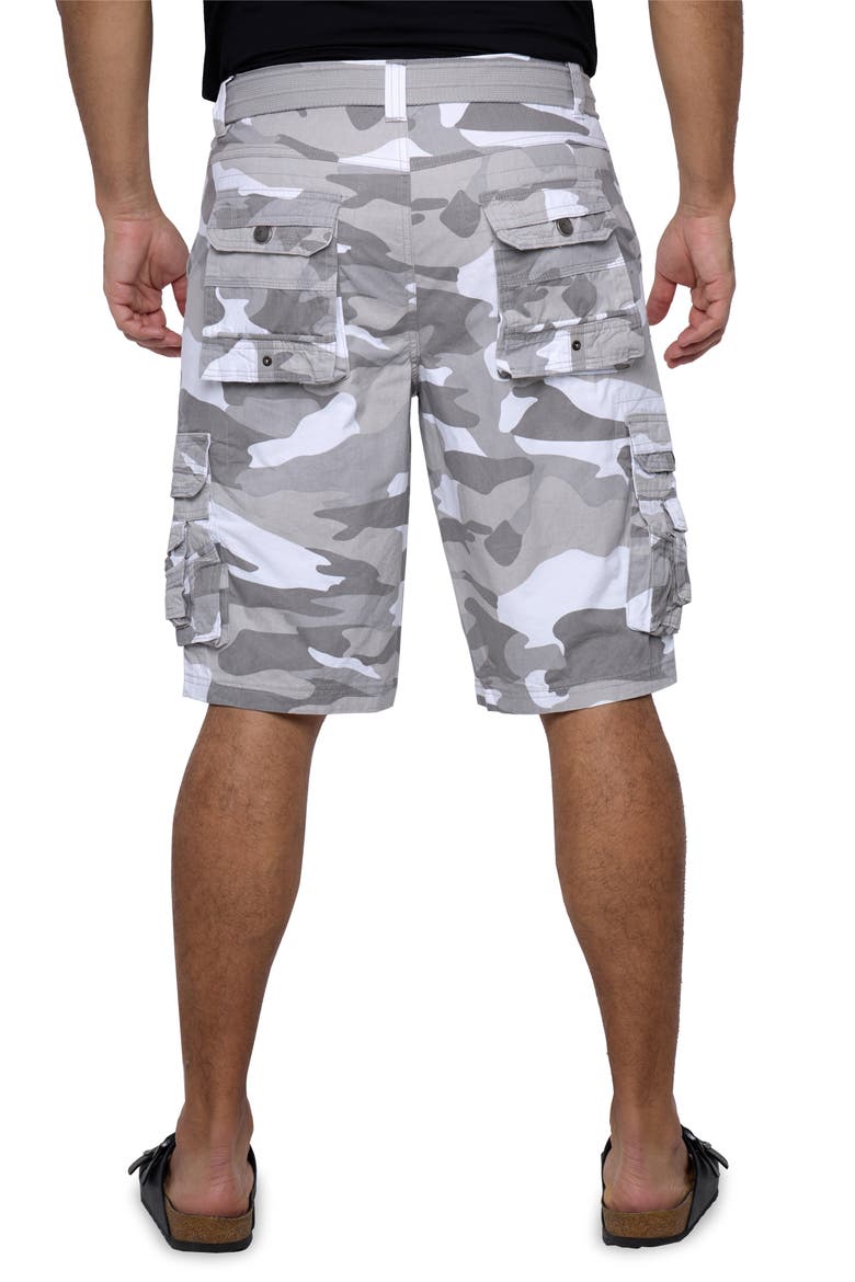 Belted Snap Detail Cargo Pants, Alternate, color, WHITE CAMO