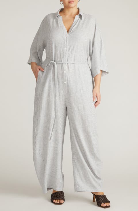 Maggie Linen Blend Jumpsuit (Plus)