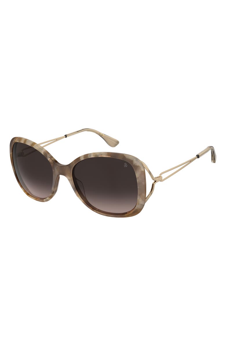 Stuart Weitzman 58mm Gradient Square Sunglasses, Alternate, color, Havana Beige/ Brown Sf