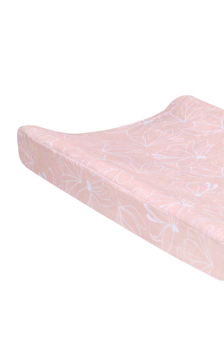 Petals Soft Floral Outline Baby Changing Pad Cover, Alternate, color, Pink