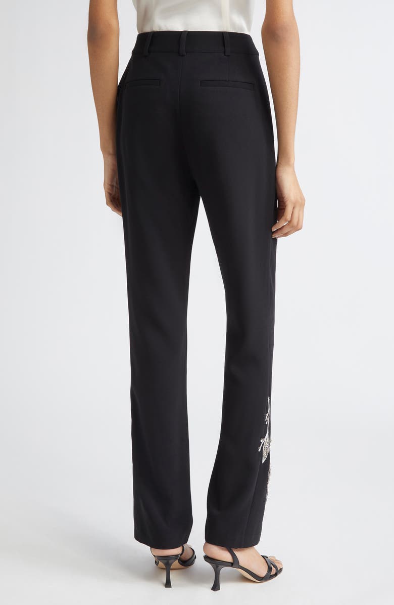 Cinq à Sept Kerry Bead Leaf Detail Pants, Alternate, color, Black