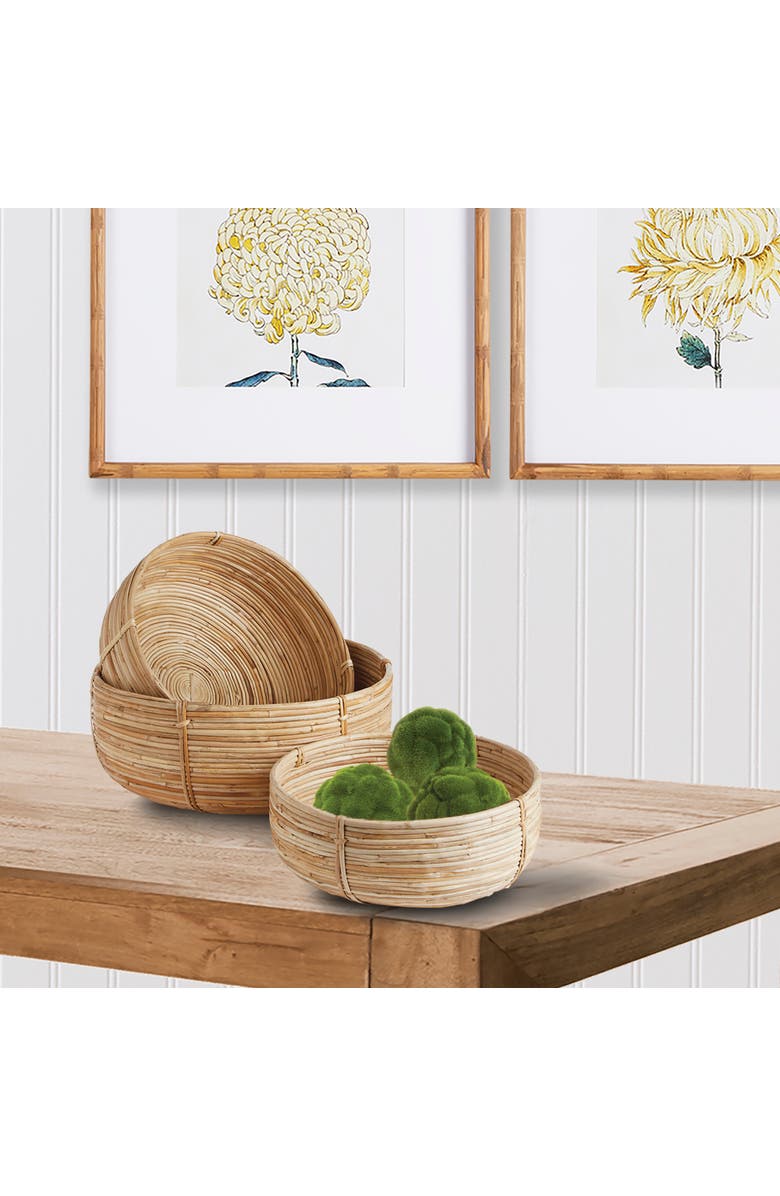 Napa Home & Garden Cane Rattan Low Baskets Set of 3, Alternate, color, Beige