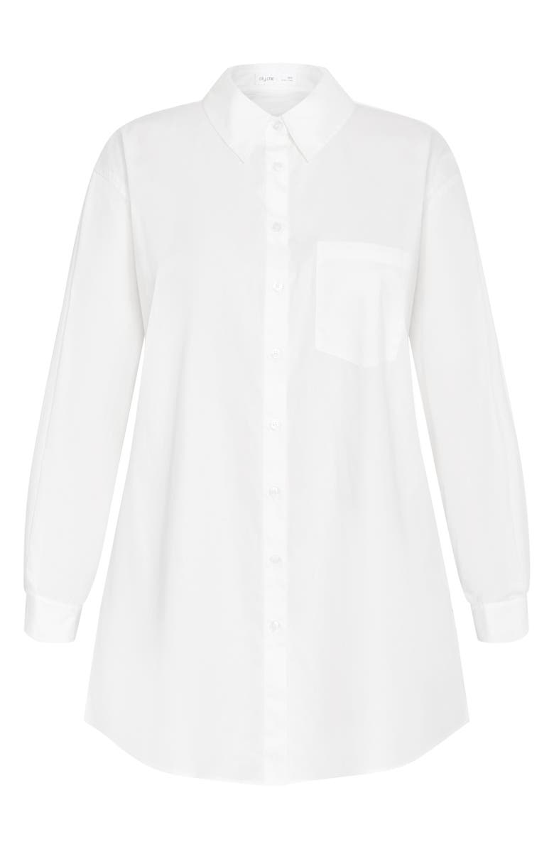 City Chic Callie Oversize Long Sleeve Button-Up Shirt, Alternate, color, Ivory