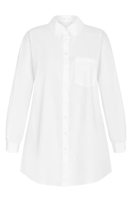 City Chic Callie Oversize Long Sleeve Button-up Shirt In White
